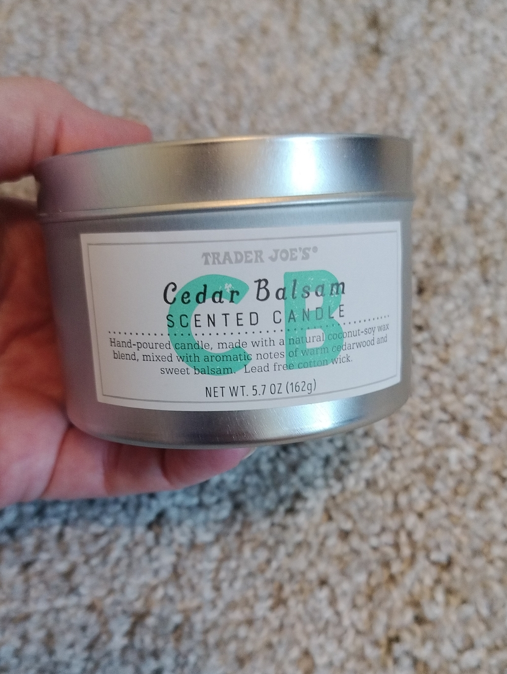 Trader Joe's Cedar Balsam Scented Candle - Silver Tin